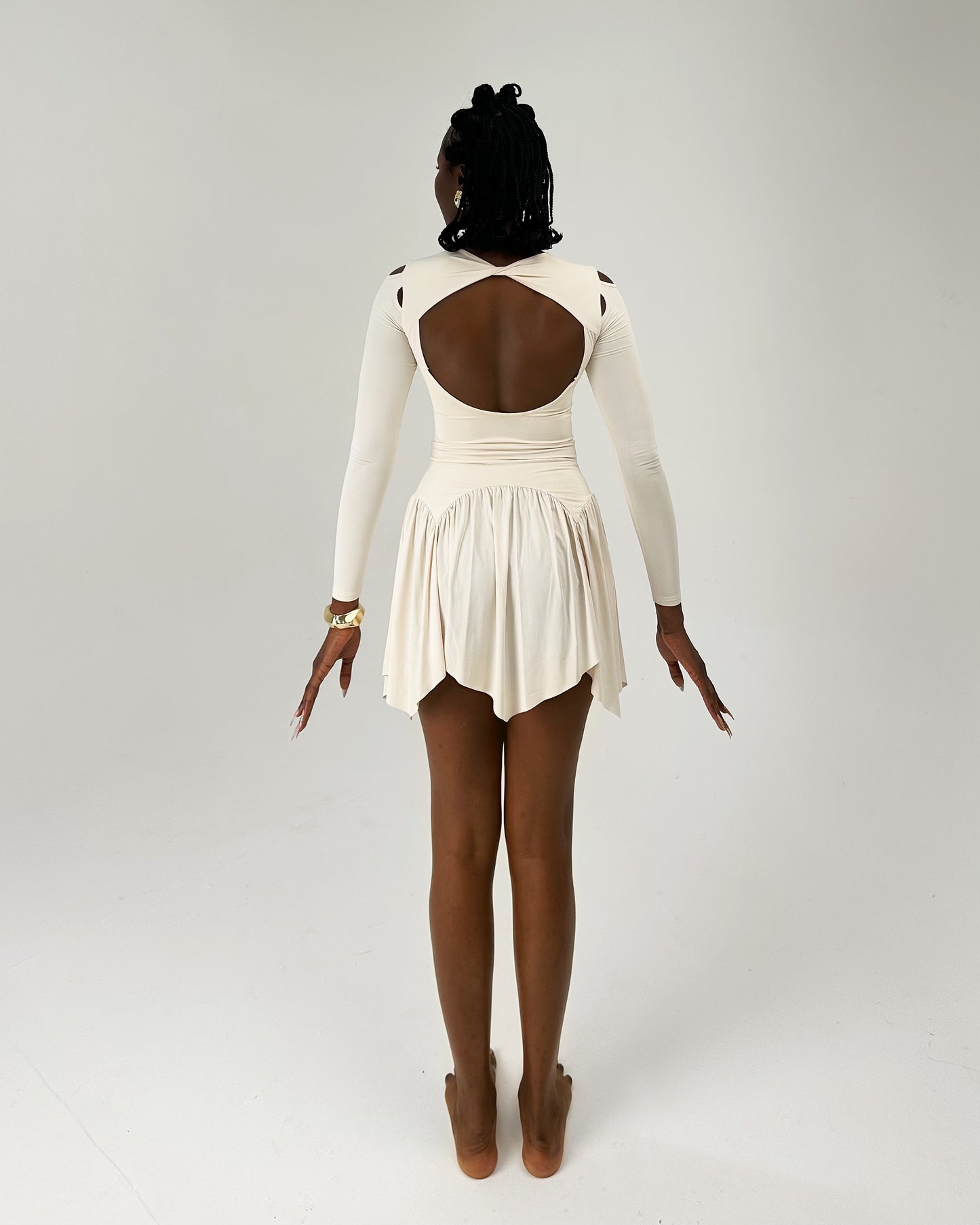 Sa'ida – Open-Back Mini Dress — Ivory Cream