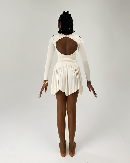 Sa'ida – Open-Back Mini Dress — Ivory Cream