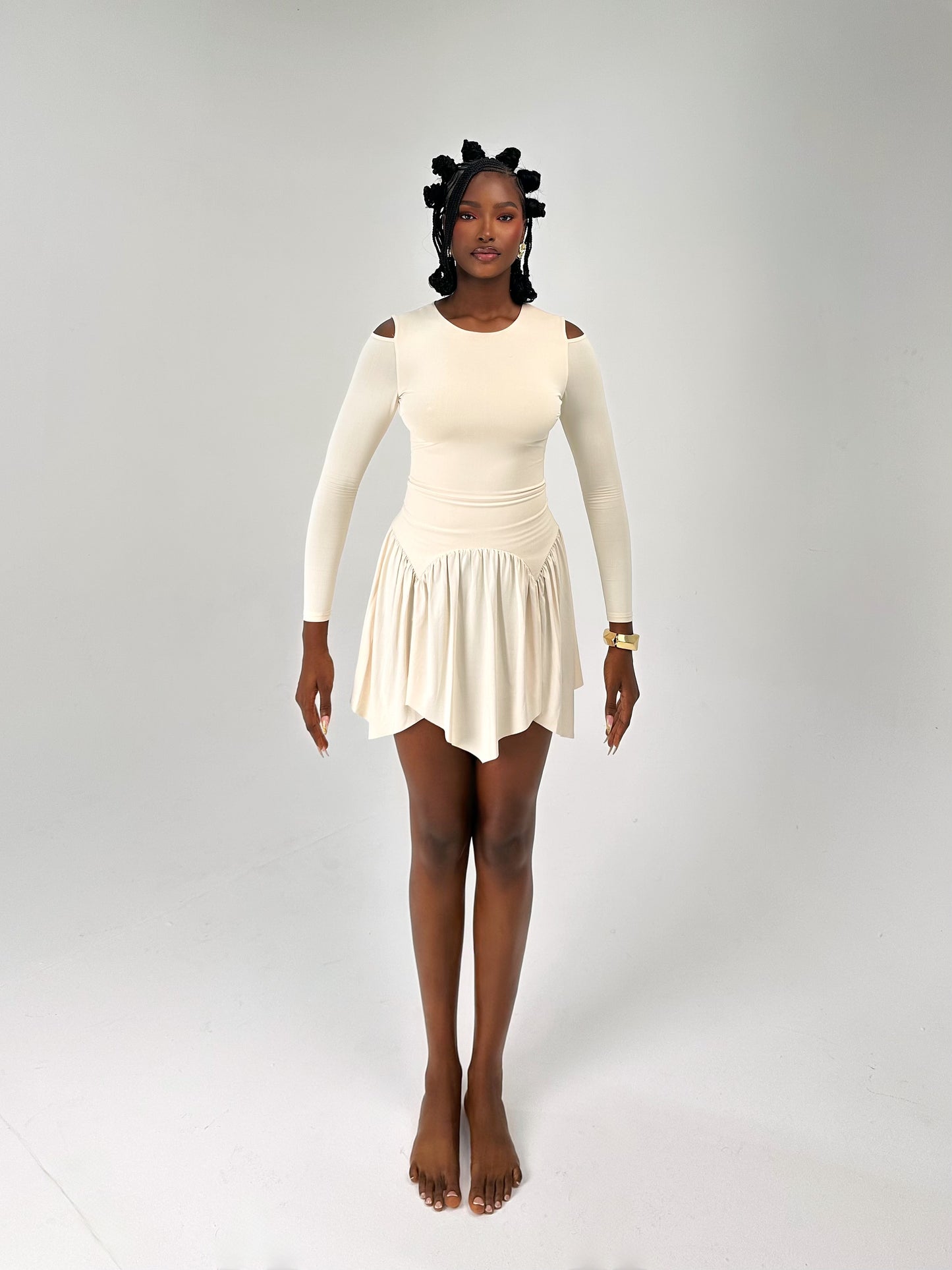 Sa'ida – Open-Back Mini Dress — Ivory Cream